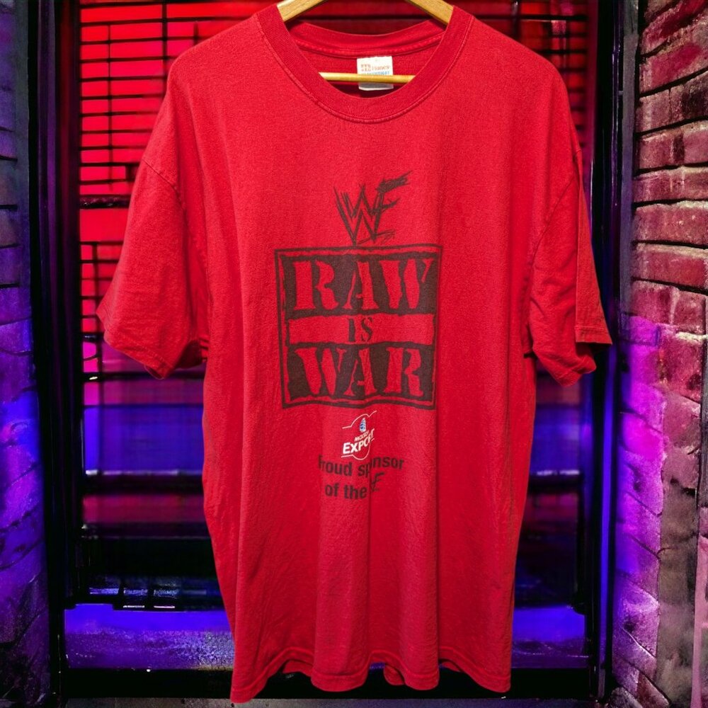 WWF Raw Is War Molson Export Sponsored Promo T-Shirt Hanes Tag, X-Large